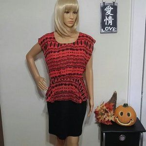 Siren Lily orange and black peplum dress size XL